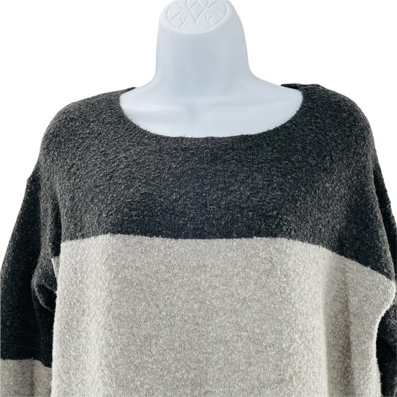 LOFT Gray Color Block Scoop Neck Long Sleeve Pullover Sweater S - Picture 2 of 10